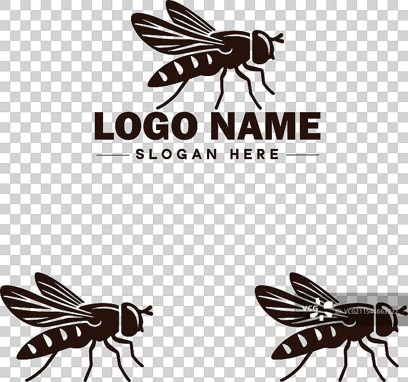 蜜蜂悬停飞虫标志图标，用于商业品牌应用图片素材