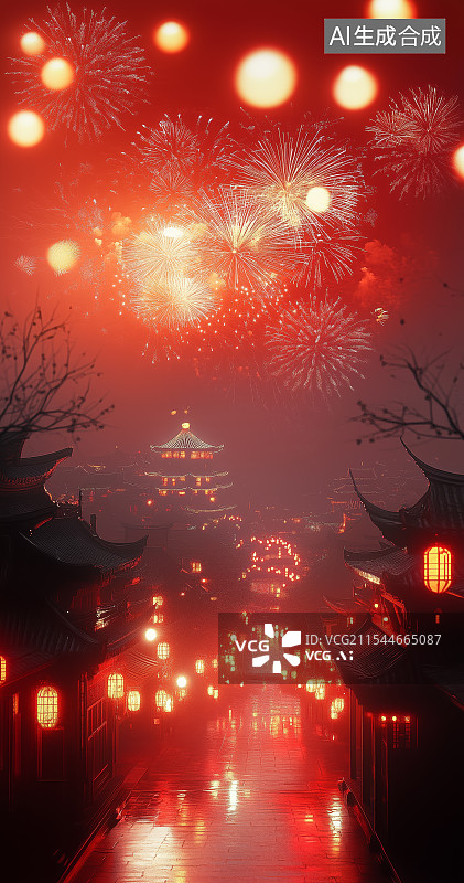 【AI数字艺术】古城节日的夜景图片素材