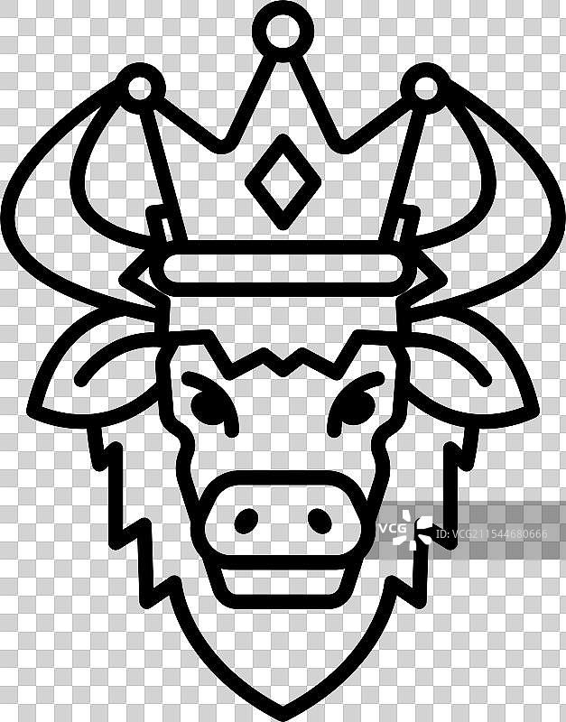 一只头戴王冠的卡通牛图片素材