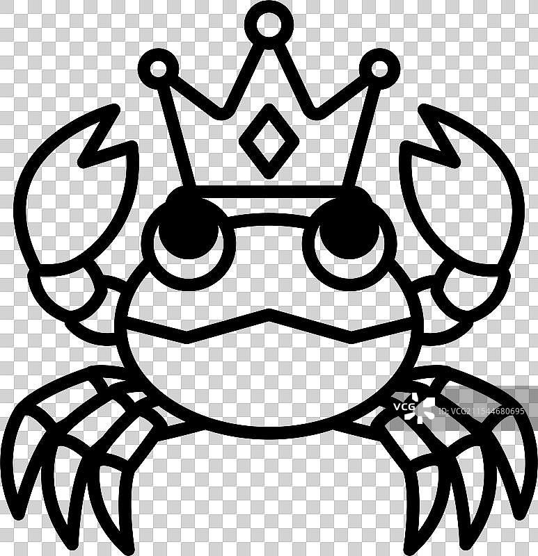 戴着王冠的卡通螃蟹图片素材