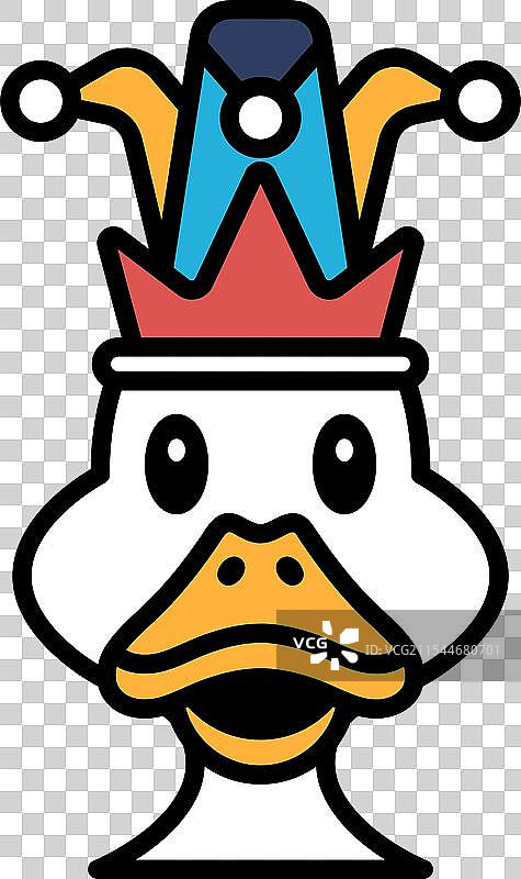 戴着王冠和帽子的卡通鸭子图片素材