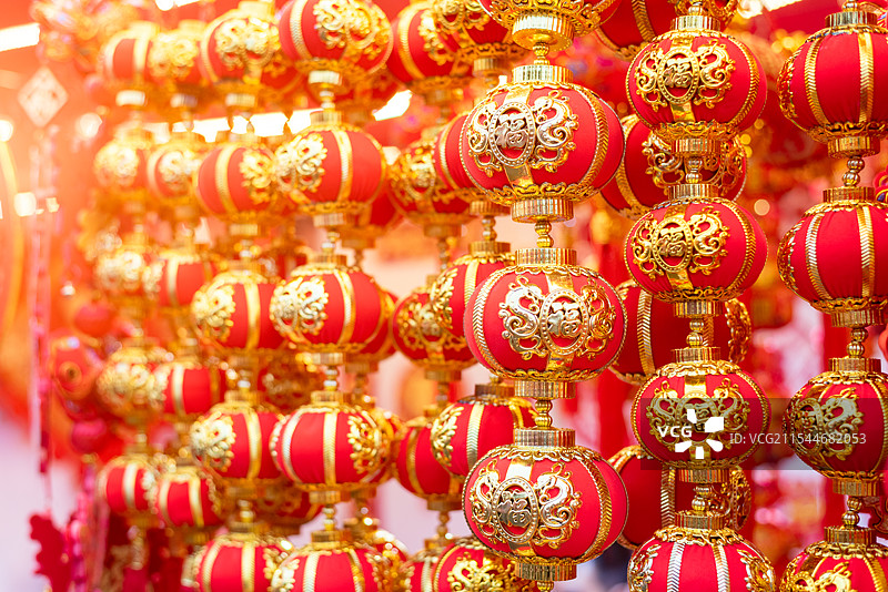春节喜庆的红色灯笼装饰图片素材