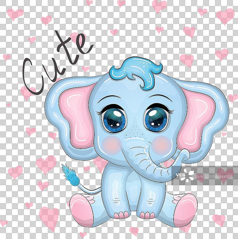 可爱的卡通大象儿童角色与图片素材