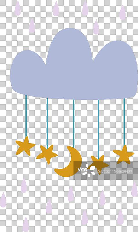 带星星的云朵挂件贴纸图片素材