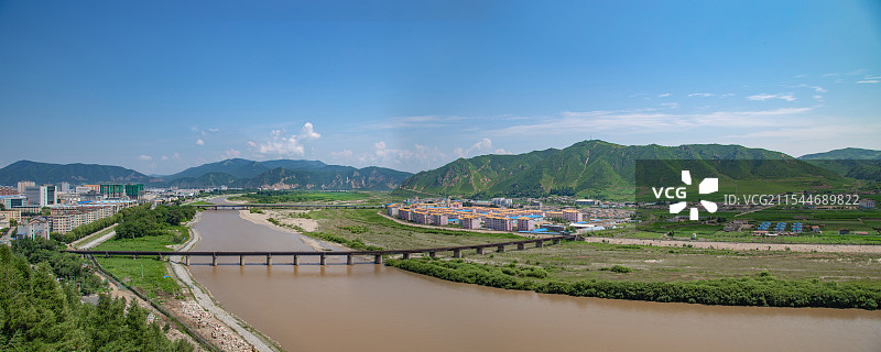 中国图们，朝鲜南阳图片素材