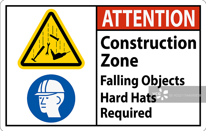 注意：施工区域有落物危险图片素材