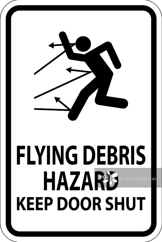禁止进入标志：飞散的碎片危险，请保持门关闭图片素材