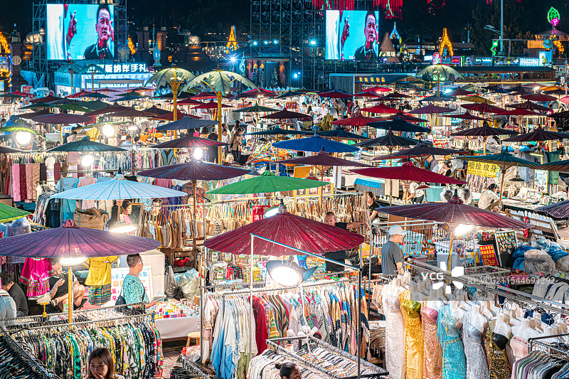 西双版纳 告庄夜市 集市 摊贩 夜间经济图片素材