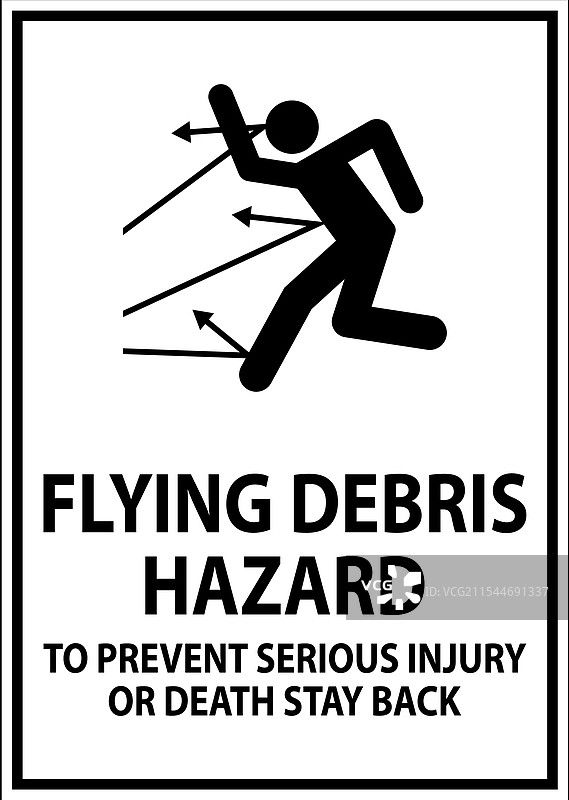 危险标志：飞散物品危害 - 以防止图片素材
