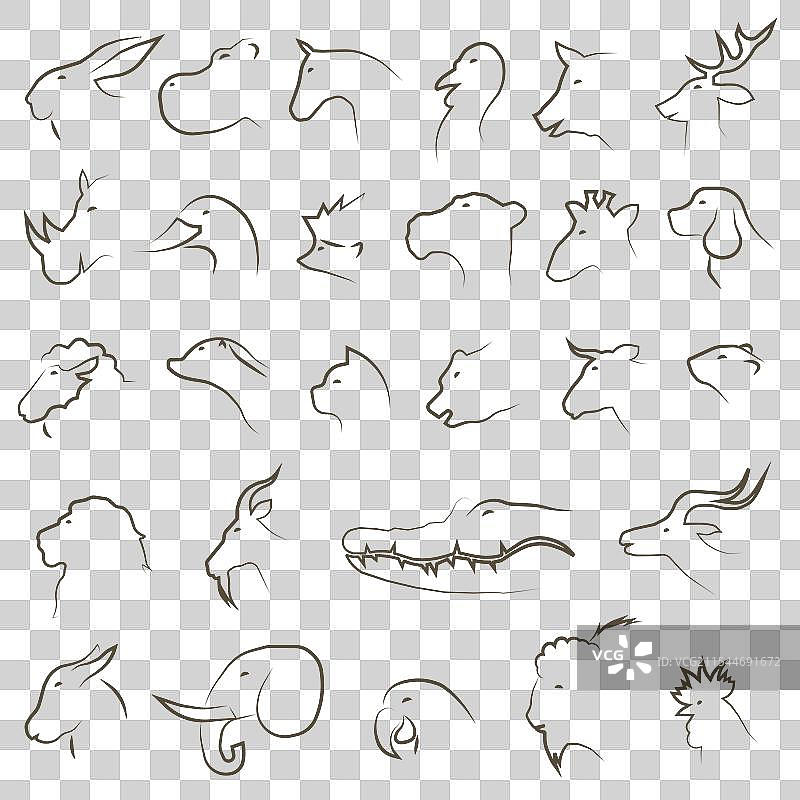 白色背景上的动物图标图片素材