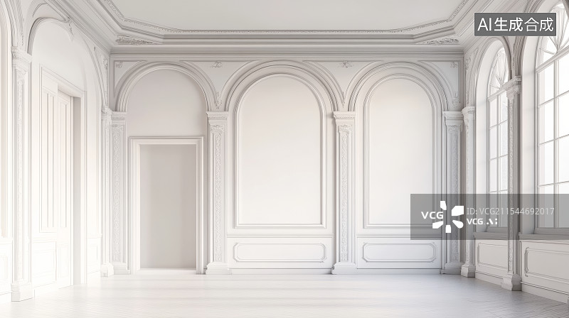【AI数字艺术】欧式复古白色房间图片素材