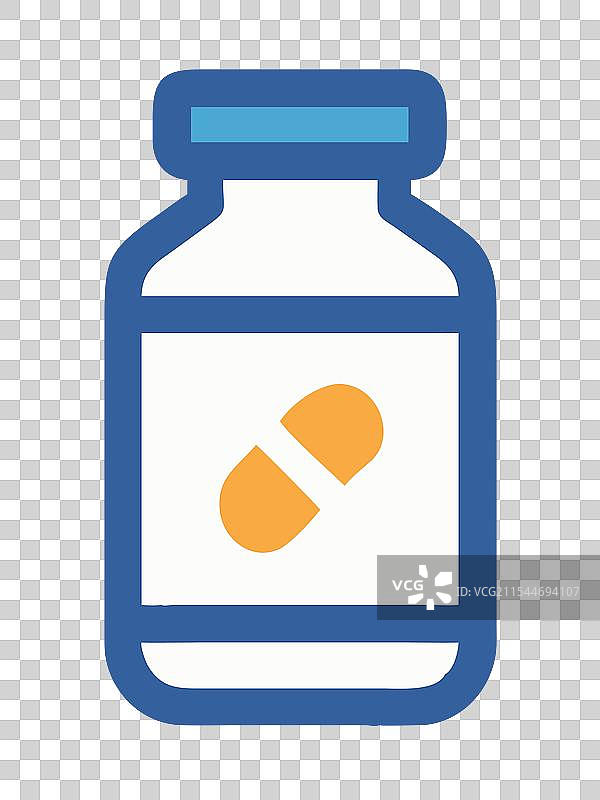 药瓶与药丸图标，简单扁平风格图片素材