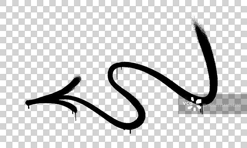 黑色涂鸦箭头在白色背景上的溅墨效果图片素材