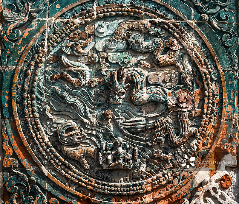 河南省南阳市社旗县赊店古镇山陕会馆琉璃大照壁图片素材