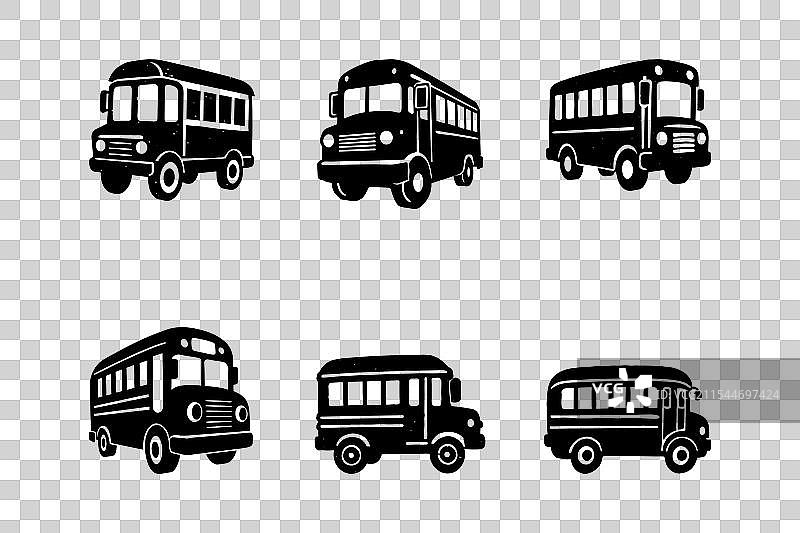 车辆设计：面包车、公共汽车和长途客车的标志图片素材