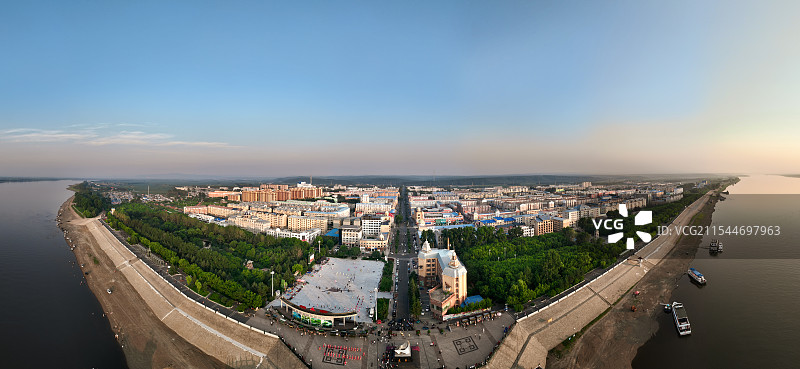 黑龙江伊春嘉荫县航拍全景图片素材