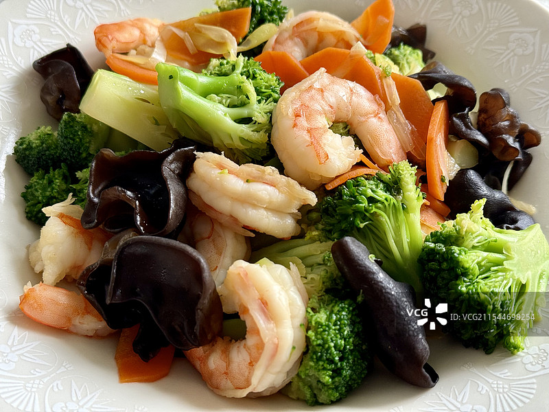 西兰花虾仁图片素材