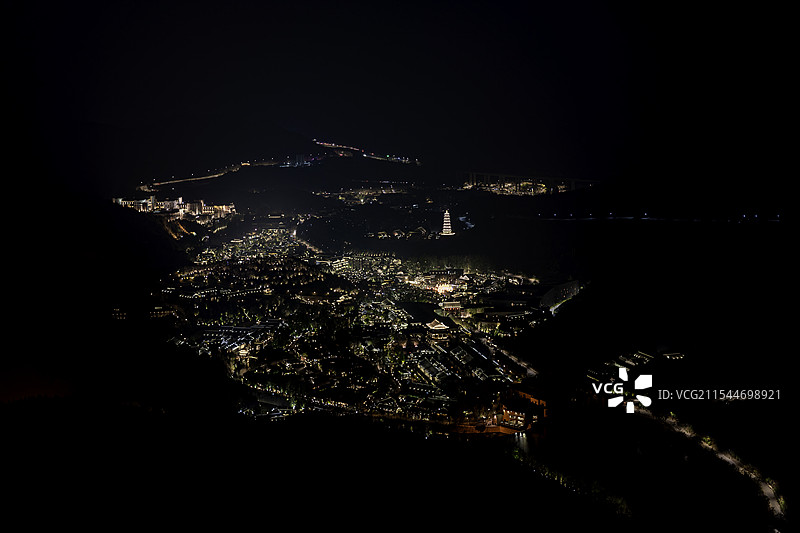 夜晚俯瞰古北水镇图片素材