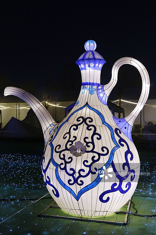 青花瓷酒壶 春节 庙会 新年 灯会 灯展图片素材