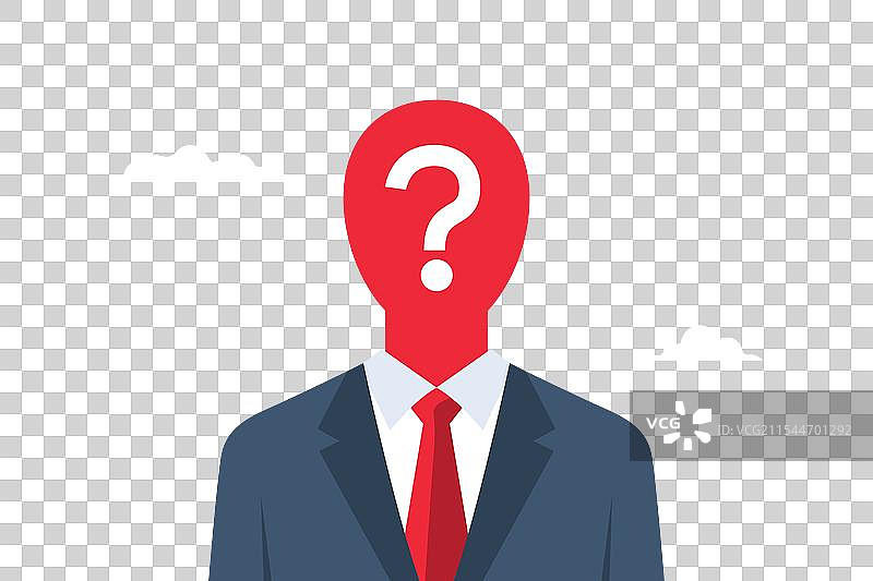 带有问号的匿名商人平面图图片素材
