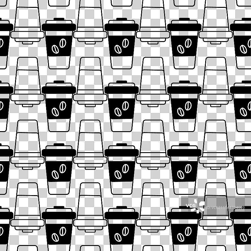 一次性咖啡杯轮廓无缝图案图片素材