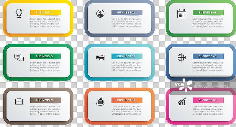 9个数据信息图表标签纸索引模板图片素材