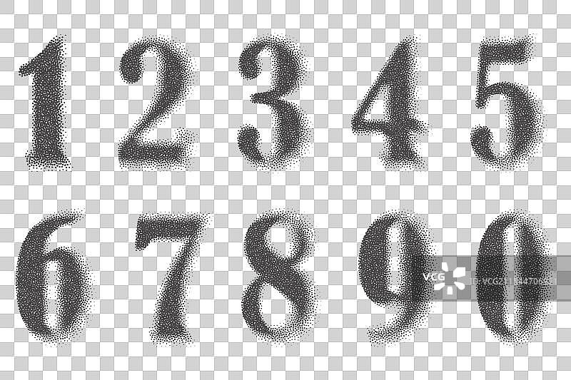 点状数字纹理半色调字体与像素图片素材
