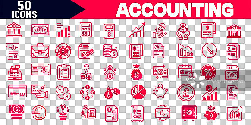 会计细线图标集图片素材