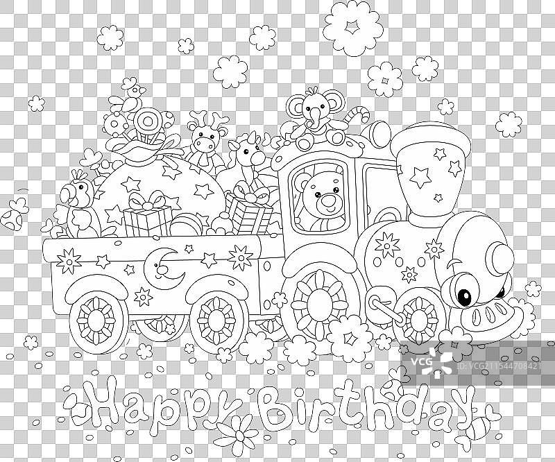 可爱小火车的生日快乐贺卡图片素材