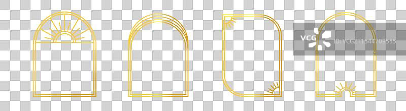 金色的魔法拱门，带有太阳图案和图片素材