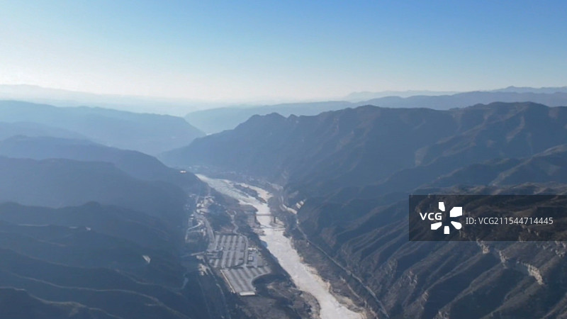 山西临汾黄河壶口瀑布大峡谷航拍图片素材