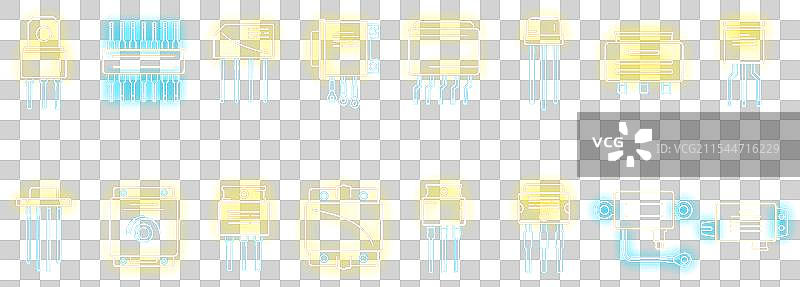 电压调节器图标集霓虹风格图片素材
