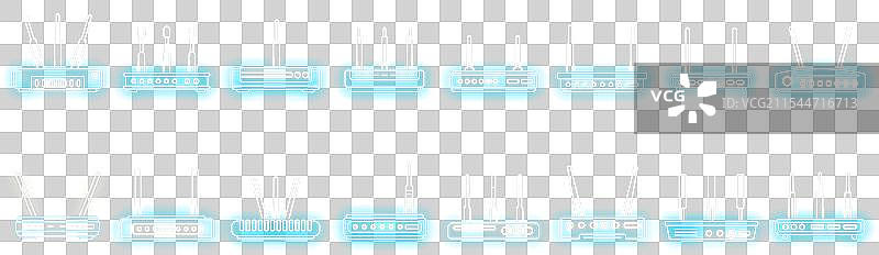 霓虹灯调制解调器图标集图片素材