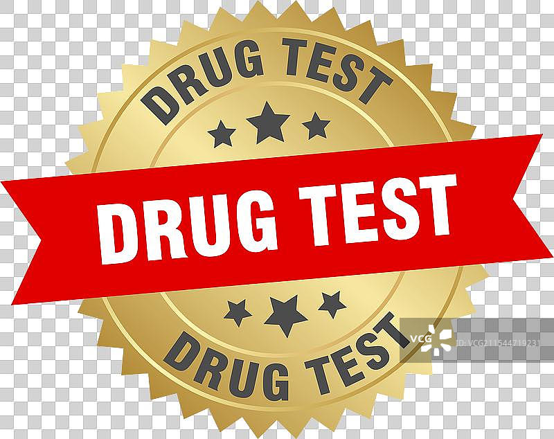 药物测试 圆形红色和金色标签的药物测试图片素材