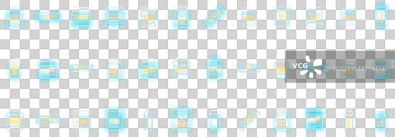 运动营养图标集霓虹灯风格图片素材