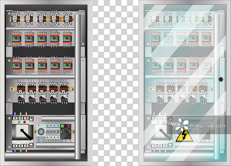 带有磁性接触器的电气面板图片素材