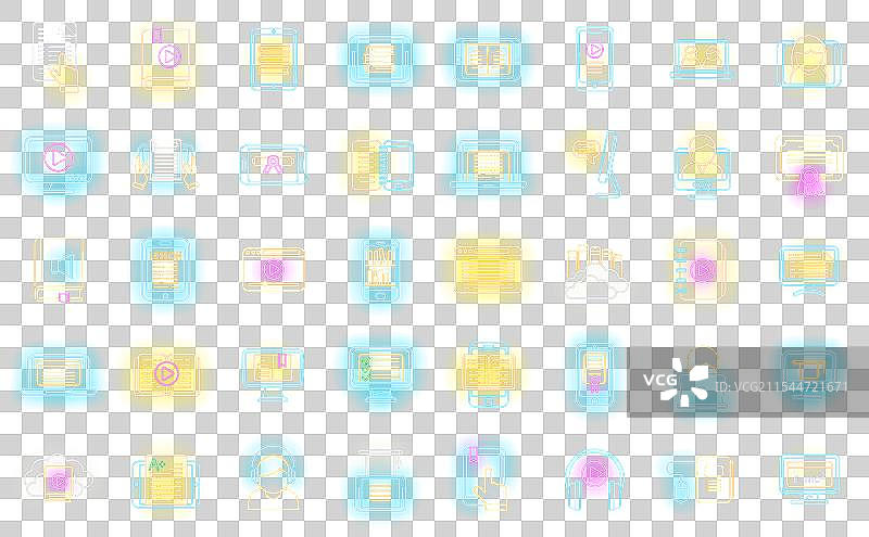 在线培训图标集霓虹灯风格图片素材