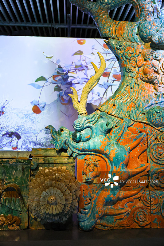 三清殿琉璃正脊堆花脊身及东西鸱吻观妙入真永乐宫艺术展图片素材