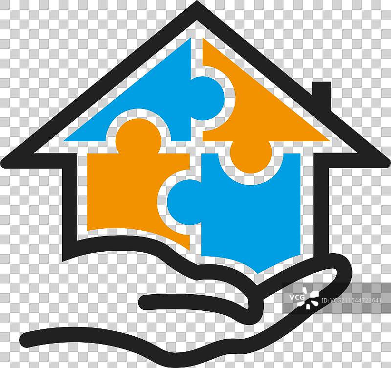 房屋拼图图标标志模板图片素材