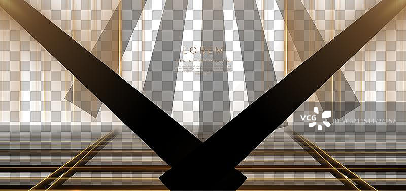 优雅的金色舞台在深棕色背景上图片素材