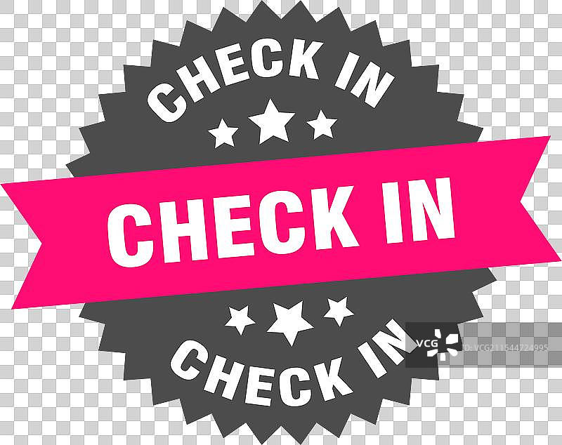 圆形粉色标签，孤立的签到标记图片素材