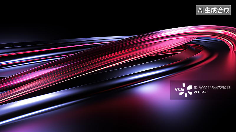 【AI数字艺术】抽象的紫红色光滑曲线背景图片素材
