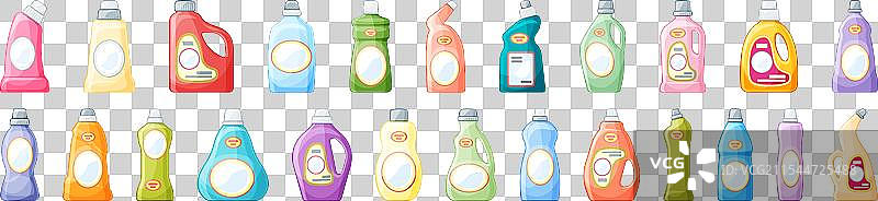卡通漂白剂图标套装，干净的瓶子图片素材