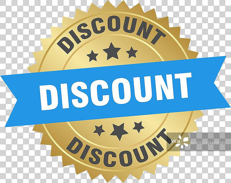 折扣 圆形蓝色和金色标签图片素材