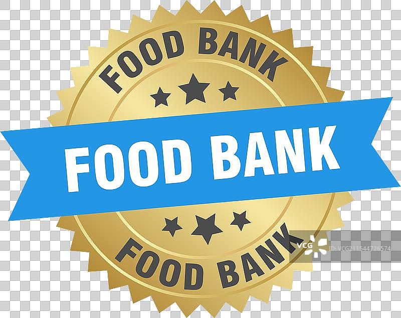 食品银行 圆形蓝色和金色标签图片素材