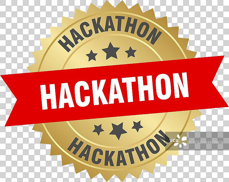 黑客马拉松 红色和金色标签图片素材