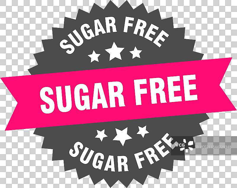 无糖的圆形粉色标签，孤立展示图片素材