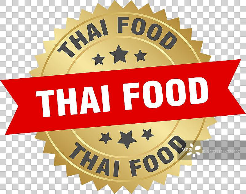 泰国食品，圆形红金标签图片素材