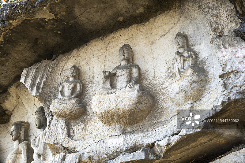 桂林西山公园摩崖石刻图片素材