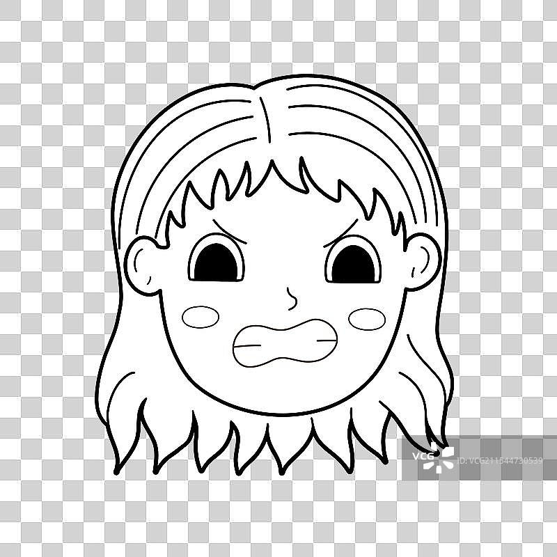 黑白色调的愤怒女孩面孔图片素材